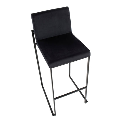 High-back barstool in black faux-leather with metal frame on Tampa Home & Garden Store