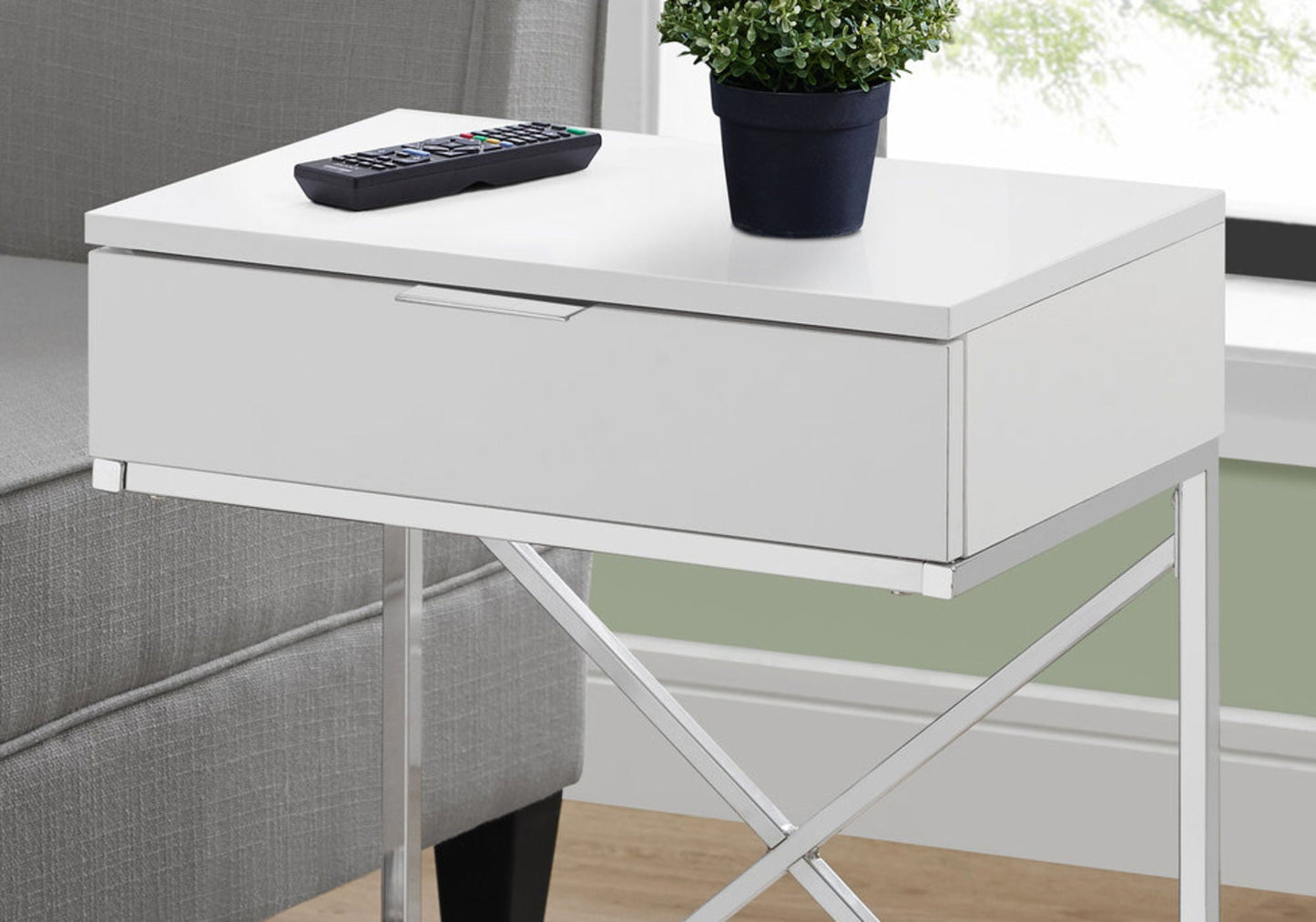 Accent Side Table With Storage Drawer Large Top