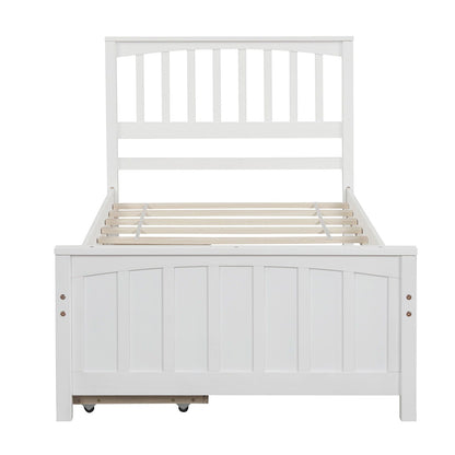 Solid Wood Platform Bed and Two Storage Drawers