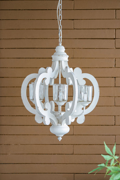 Farmhouse Chandelier With 6 Light Wood Pendant