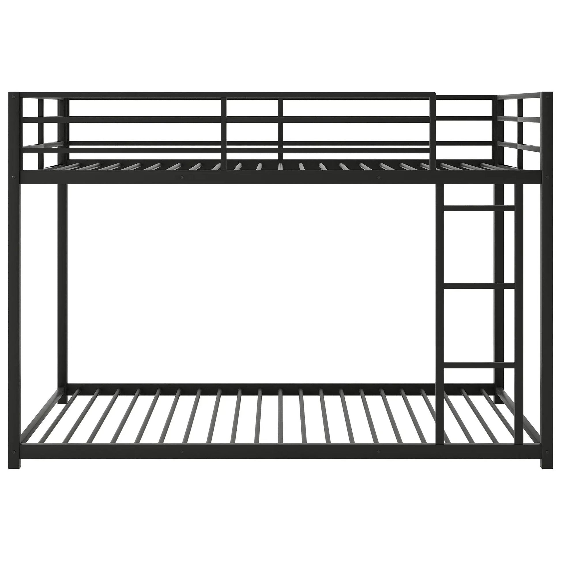 Black metal bunk bed, low-profile design with side ladder on Tampa Home & Garden Store