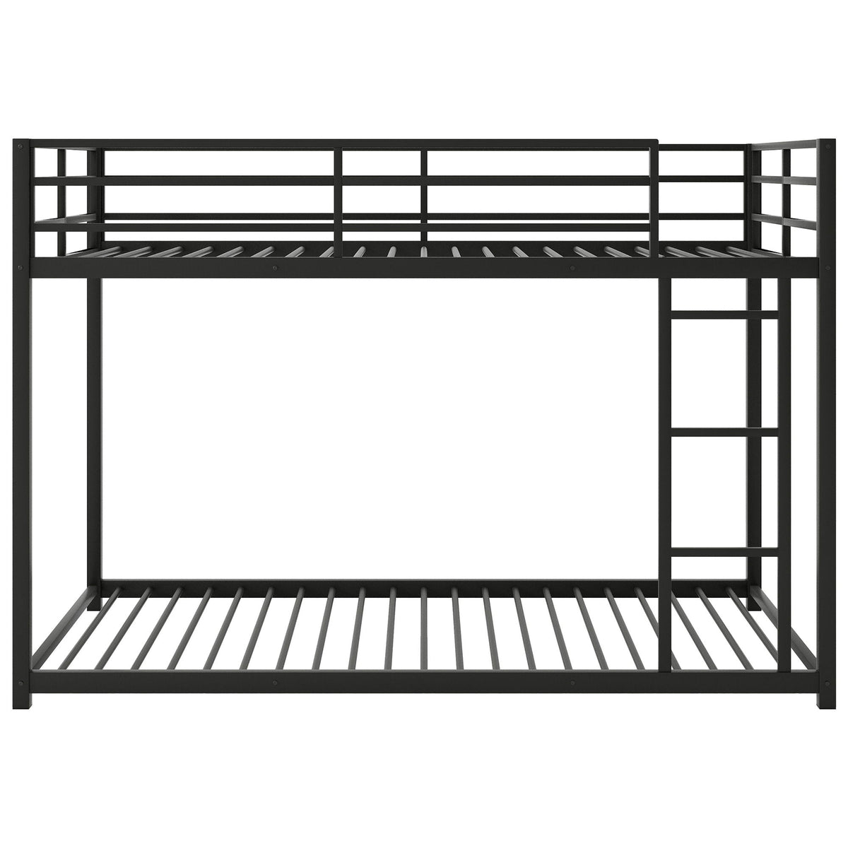 Metal bunk bed, low bunk with built-in ladder, black finish, HouseOfZazla on Tampa Home & Garden Store