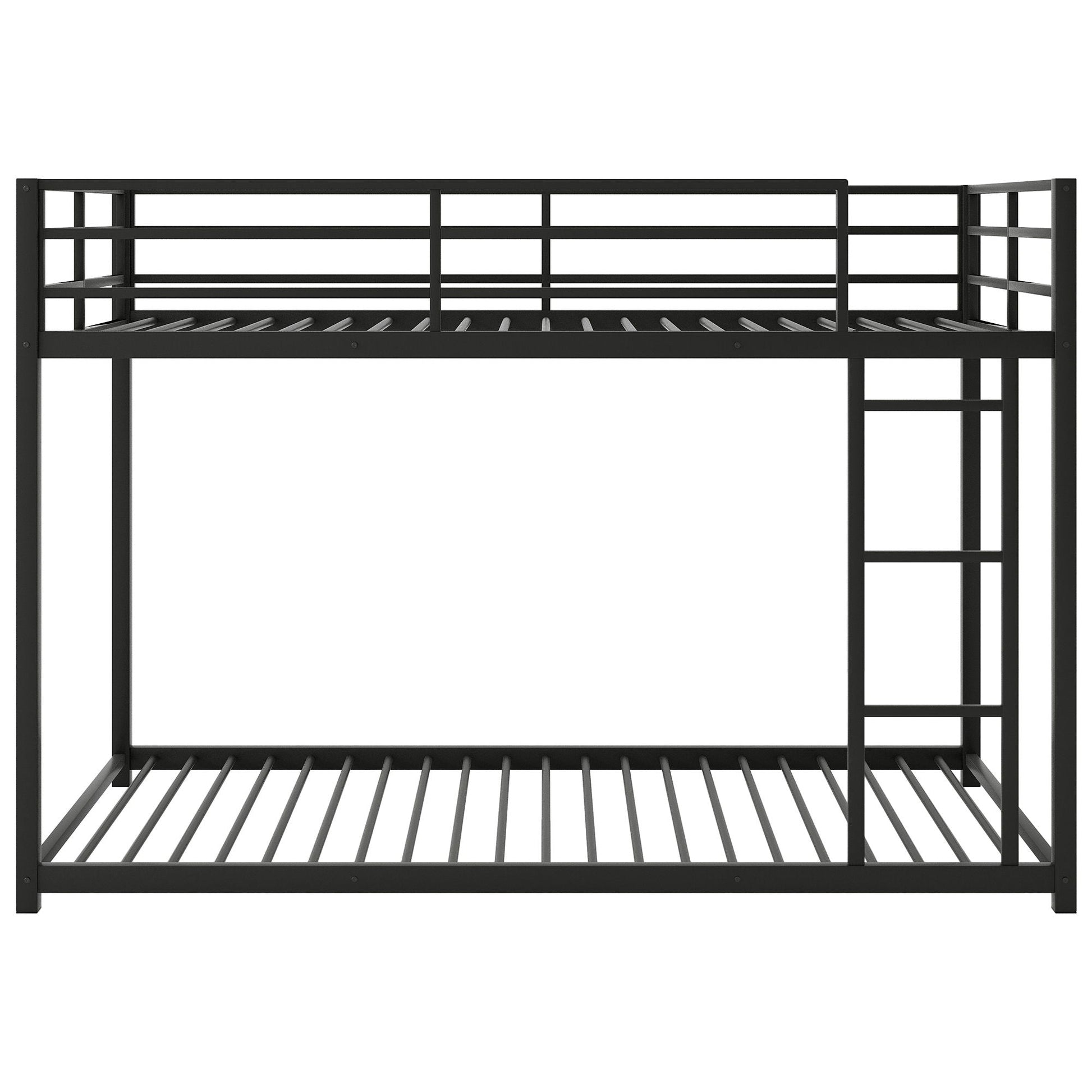 Metal bunk bed, low bunk with built-in ladder, black finish, HouseOfZazla on Tampa Home & Garden Store