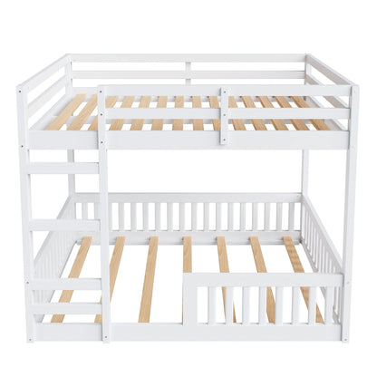 Bunk bed by HouseOfZazla white frame with ladder, guardrails, and natural wood slats on Tampa Home & Garden Store