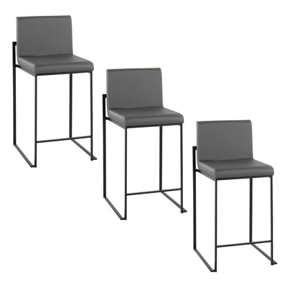 Fuji High Back Counter Stool gray upholstery with black metal frame set of 4 on Tampa Home & Garden Store