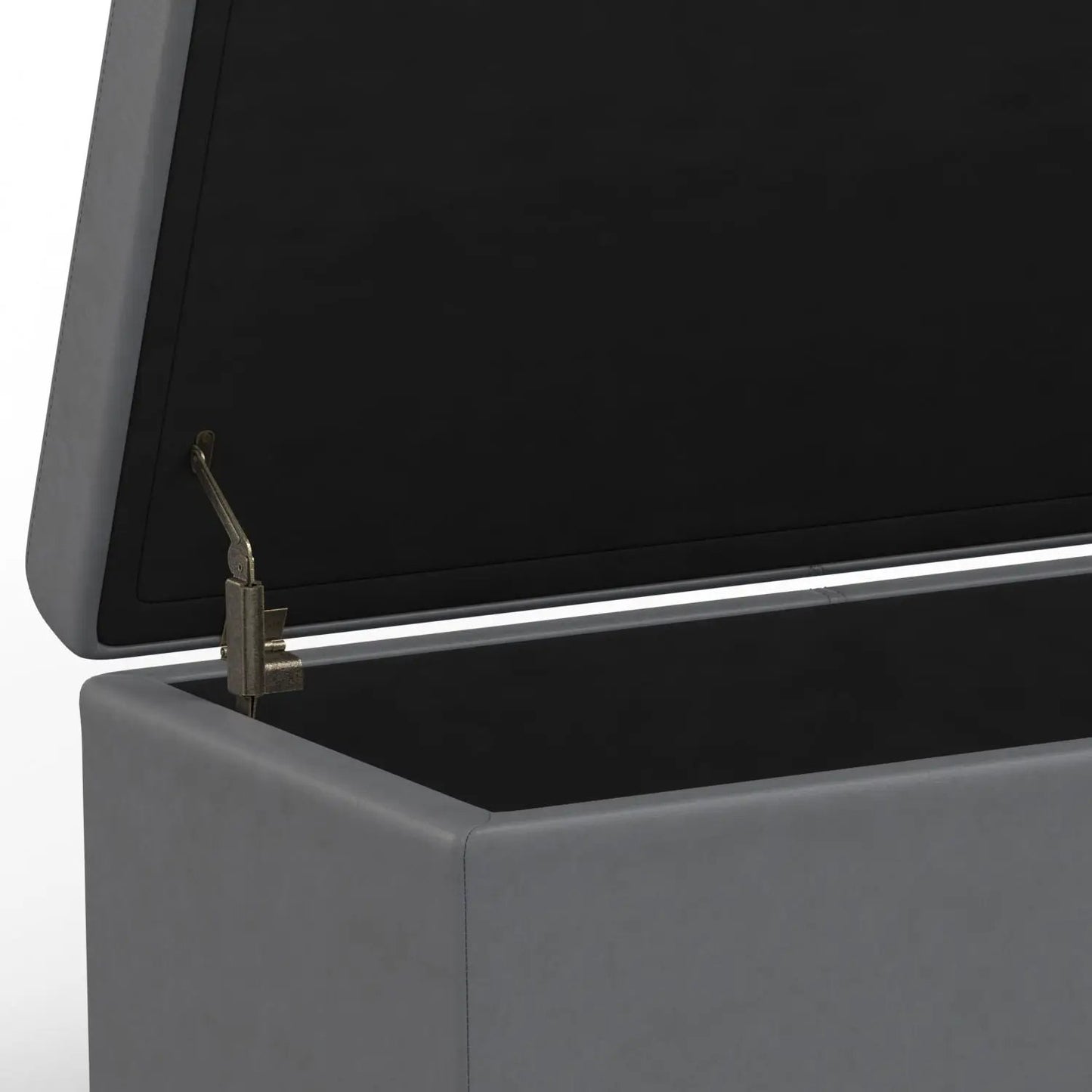 Avalon storage ottoman bench grey exterior black interior metal hinge Unique Piece Furniture on Tampa Home & Garden Store