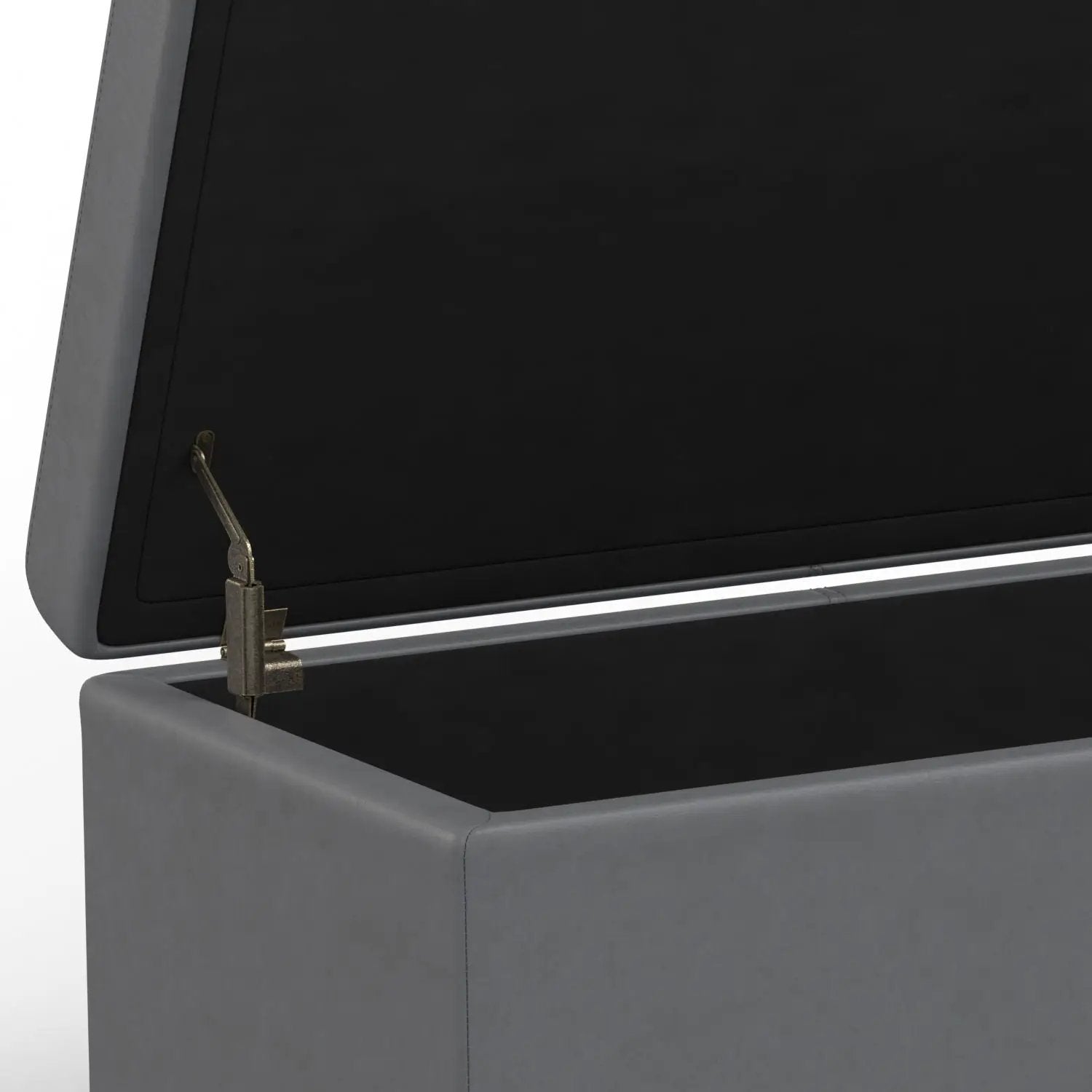 Avalon storage ottoman bench grey exterior black interior metal hinge Unique Piece Furniture on Tampa Home & Garden Store