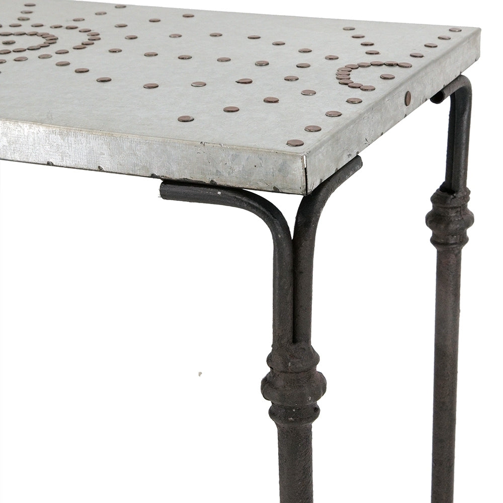 Gilbert Nesting Tables Set of 3, metal plant stands with galvanized tops and iron legs on Tampa Home & Garden Store