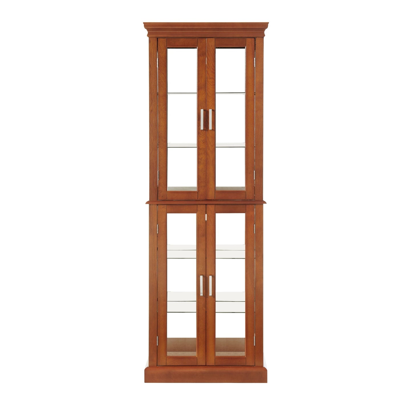 Lighted curio cabinet by HouseOfZazla with adjustable shelves, mirrored back, glass doors on Tampa Home & Garden Store