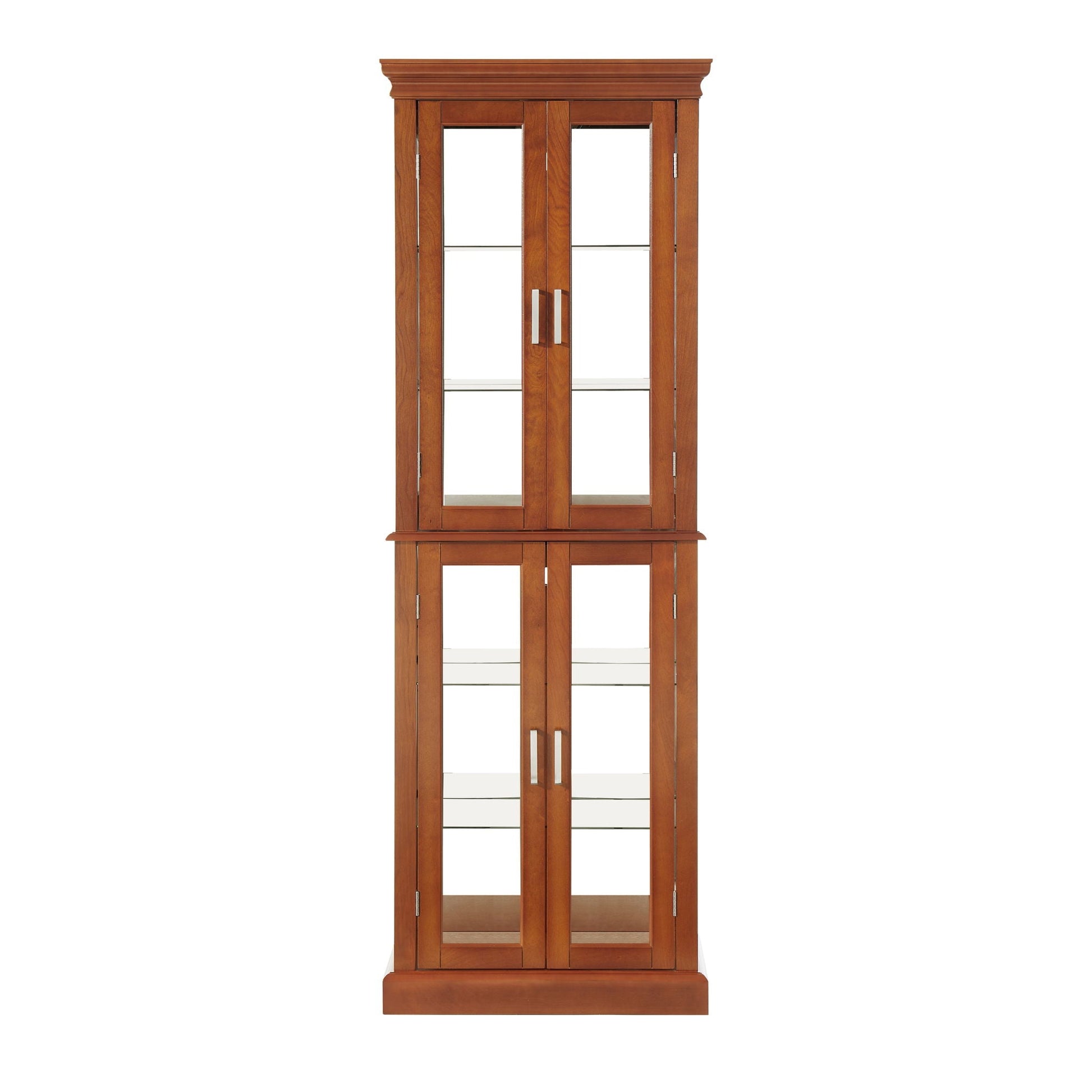 Lighted curio cabinet by HouseOfZazla with adjustable shelves, mirrored back, glass doors on Tampa Home & Garden Store