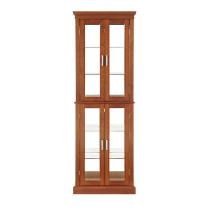 Lighted curio cabinet by HouseOfZazla with adjustable shelves, mirrored back, glass doors on Tampa Home & Garden Store