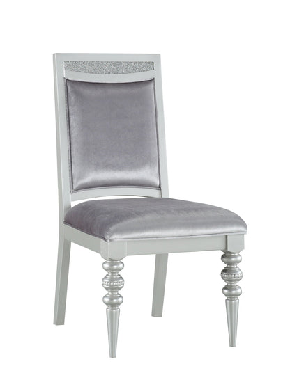 Maverick side chair set (2) in silver with velvet upholstery and crystal back trim by HouseOfZazla on Tampa Home & Garden Store