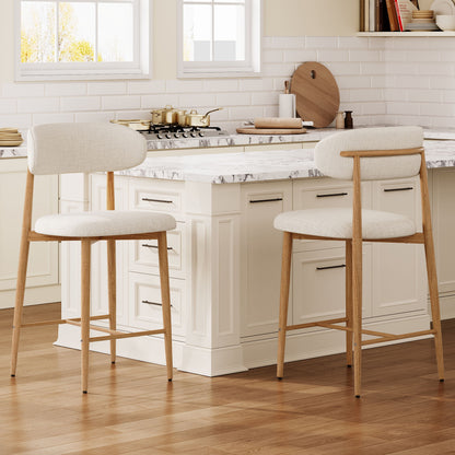 Set of Upholstered Counter Bar Stools for Kitchen