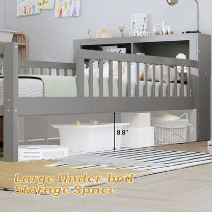 Storage bed by HouseOfZazla gray with headboard storage rack and two under-bed drawers on Tampa Home & Garden Store