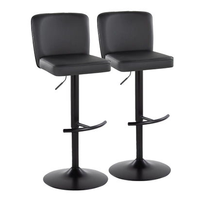 Contemporary adjustable barstool set with swivel and Rounded T Footrest, black upholstery, set of 2 on Tampa Home & Garden Store