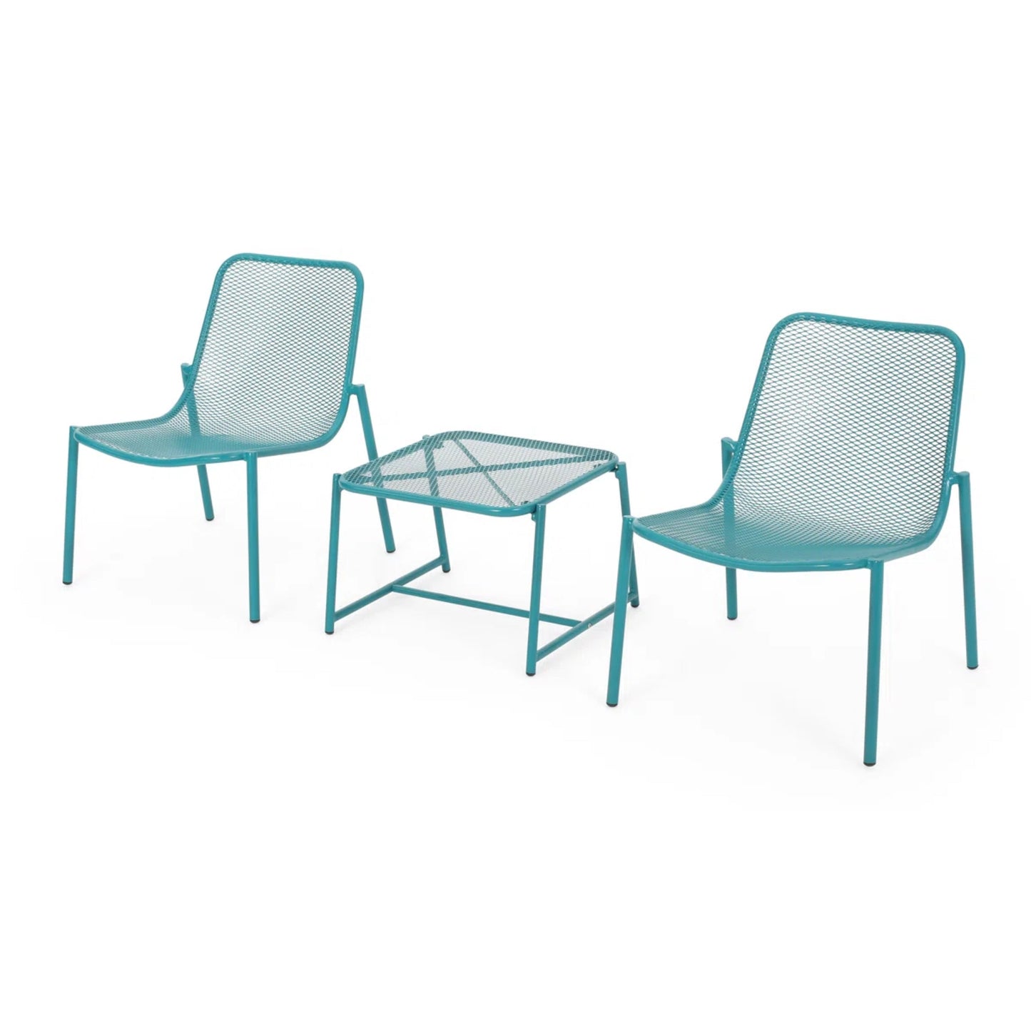 Kincaid Outdoor Teal Mesh and Iron Patio Set