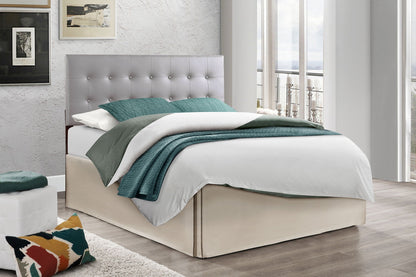 Upholstered Headboard by HouseOfZazla in gray fabric with tufted buttons and adjustable height on Tampa Home & Garden Store