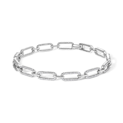 14K white gold paperclip link bracelet with 1.00 cttw pave diamonds by Bids.com on Tampa Home & Garden Store