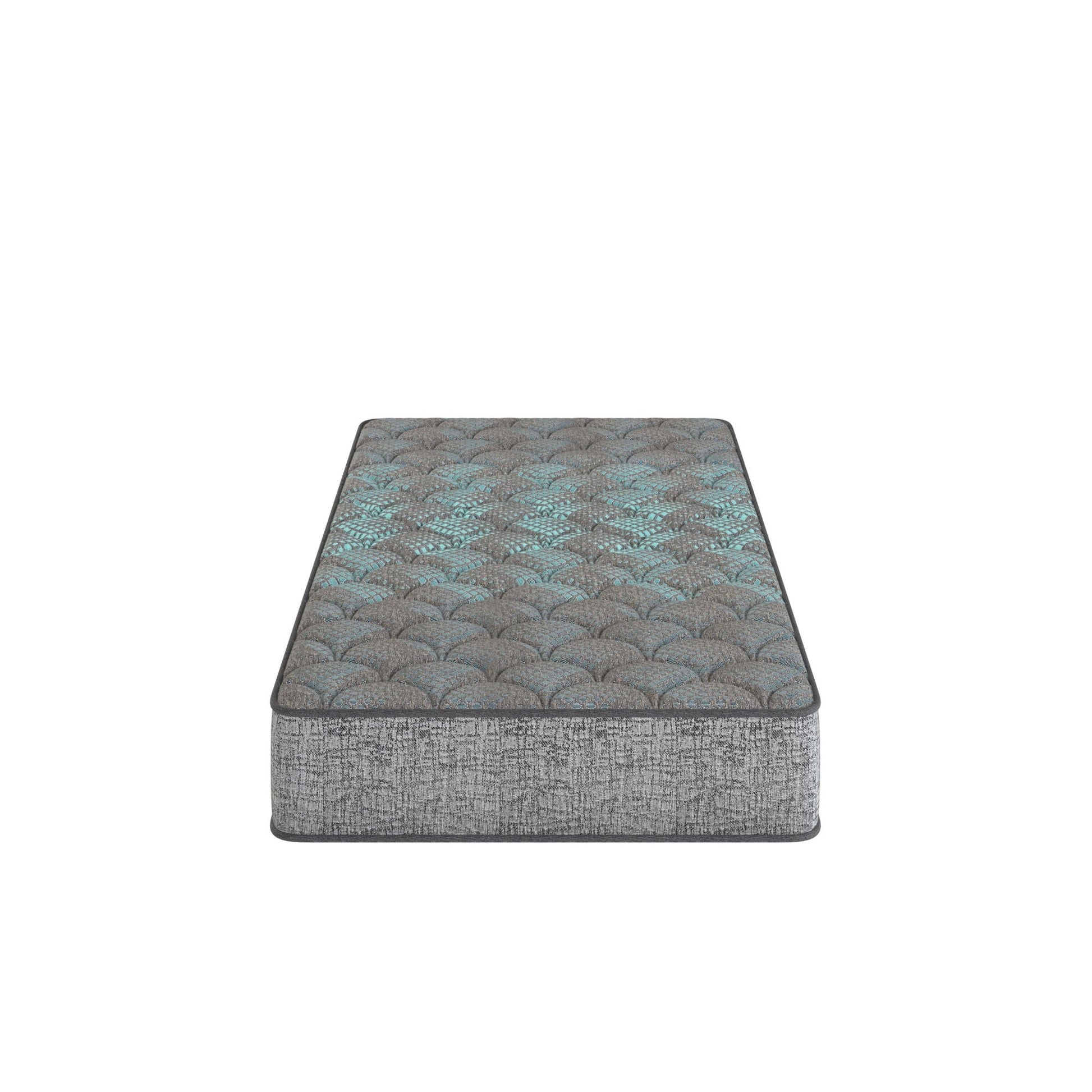 Comfort Care 7-inch foam core hybrid mattress with quilted grey teal cover on Tampa Home & Garden Store