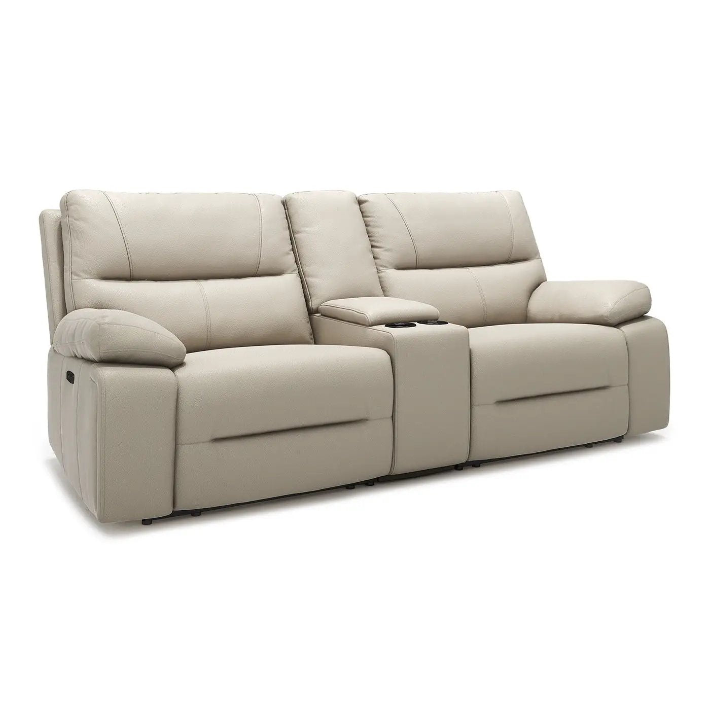 Malibu Modern Power Motion 3 Piece Reclining Loveseat with Cup Holders Cream Taupe Beige on Tampa Home & Garden Store
