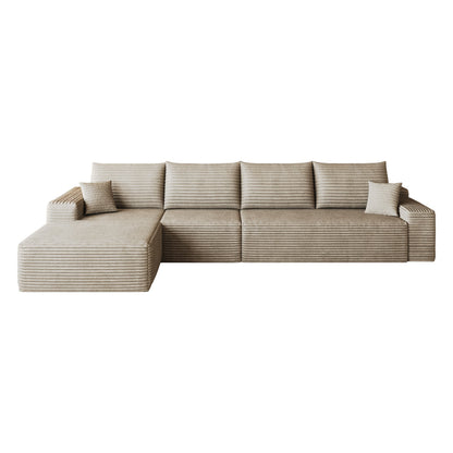 135in Cloud sectional sofa with L-shaped chaise in beige striped fabric by HouseOfZazla on Tampa Home & Garden Store