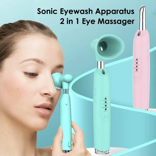 3-Speed Electric Sonic Eye Wash Massager trio in mint green and pink, 2-in-1 eyewash massagers on Tampa Home & Garden Store