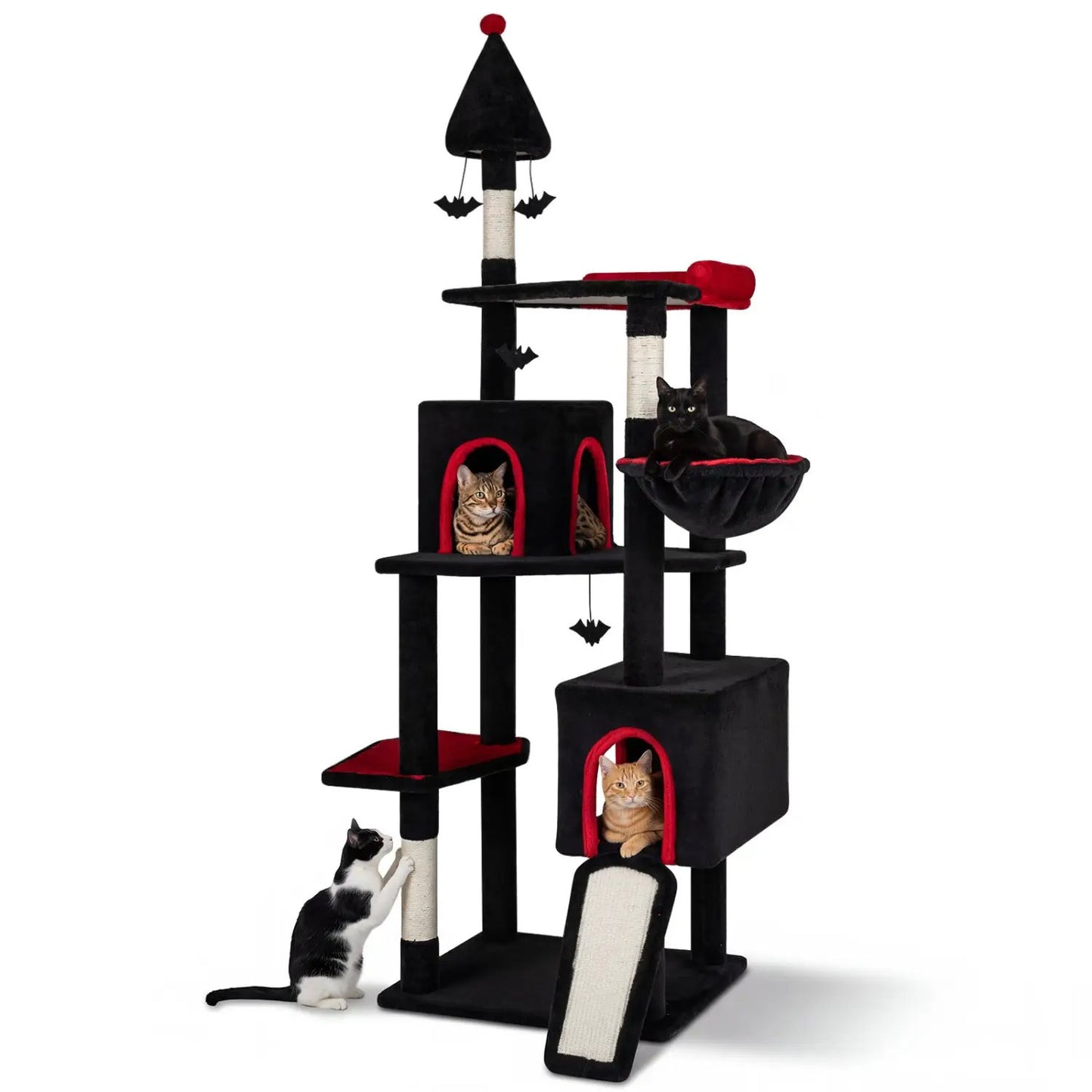 Gothic Cat Tree 75 Inch With 2 Condos Top Perch