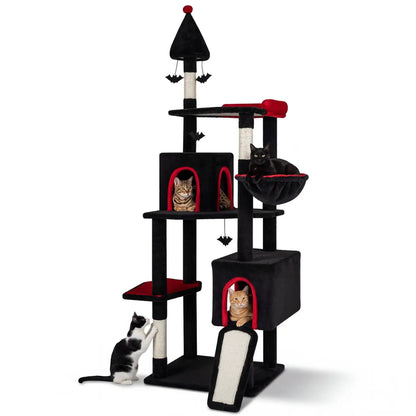Gothic Cat Tree 75 Inch With 2 Condos Top Perch