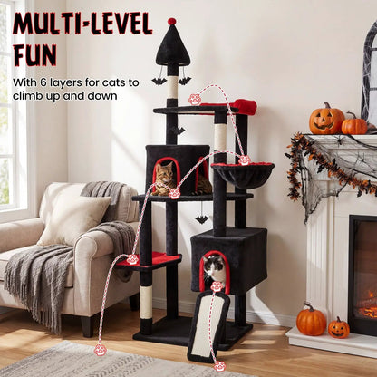 Gothic Cat Tree 75 Inch With 2 Condos Top Perch