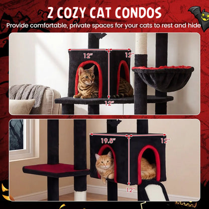 Gothic Cat Tree 75 Inch With 2 Condos Top Perch