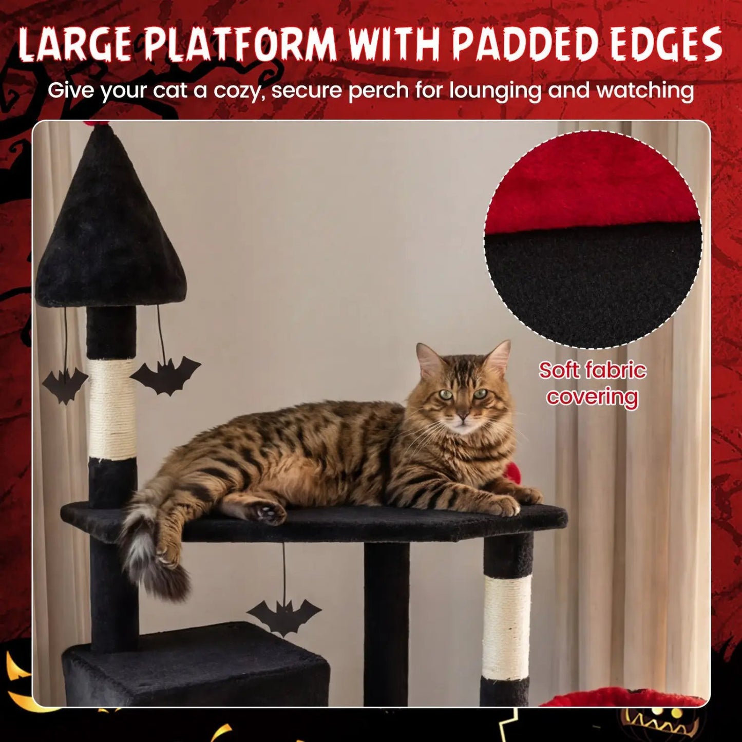 Gothic Cat Tree 75 Inch With 2 Condos Top Perch
