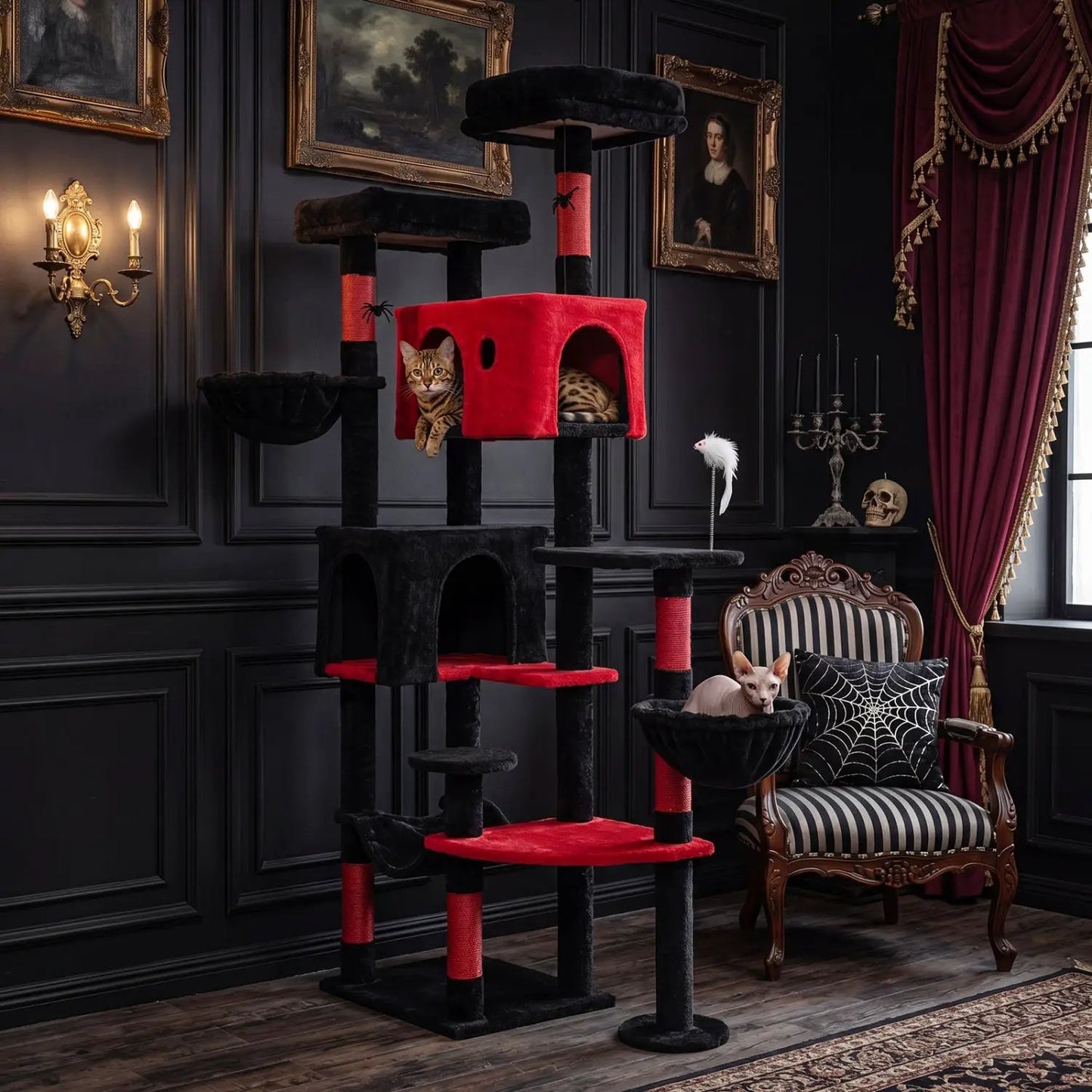 Gothic Cat Tree 75 Inch with Dual Perches