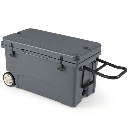 GemGear 75 Quart Portable Hard Cooler with wheels and pull handle, gray lid ruler on Tampa Home & Garden Store