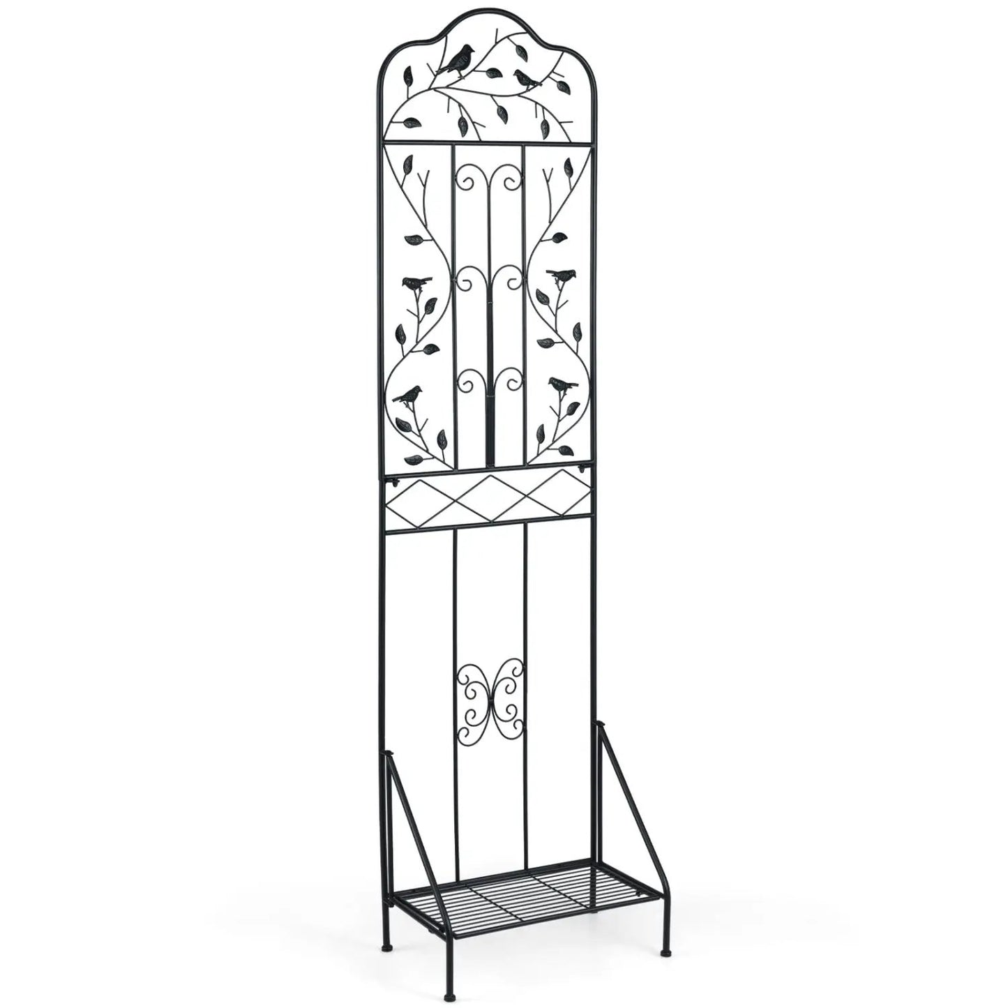 Metal Garden Trellis With Foldable Shelf