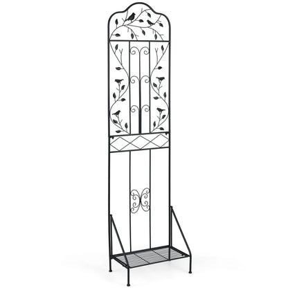 Metal Garden Trellis With Foldable Shelf