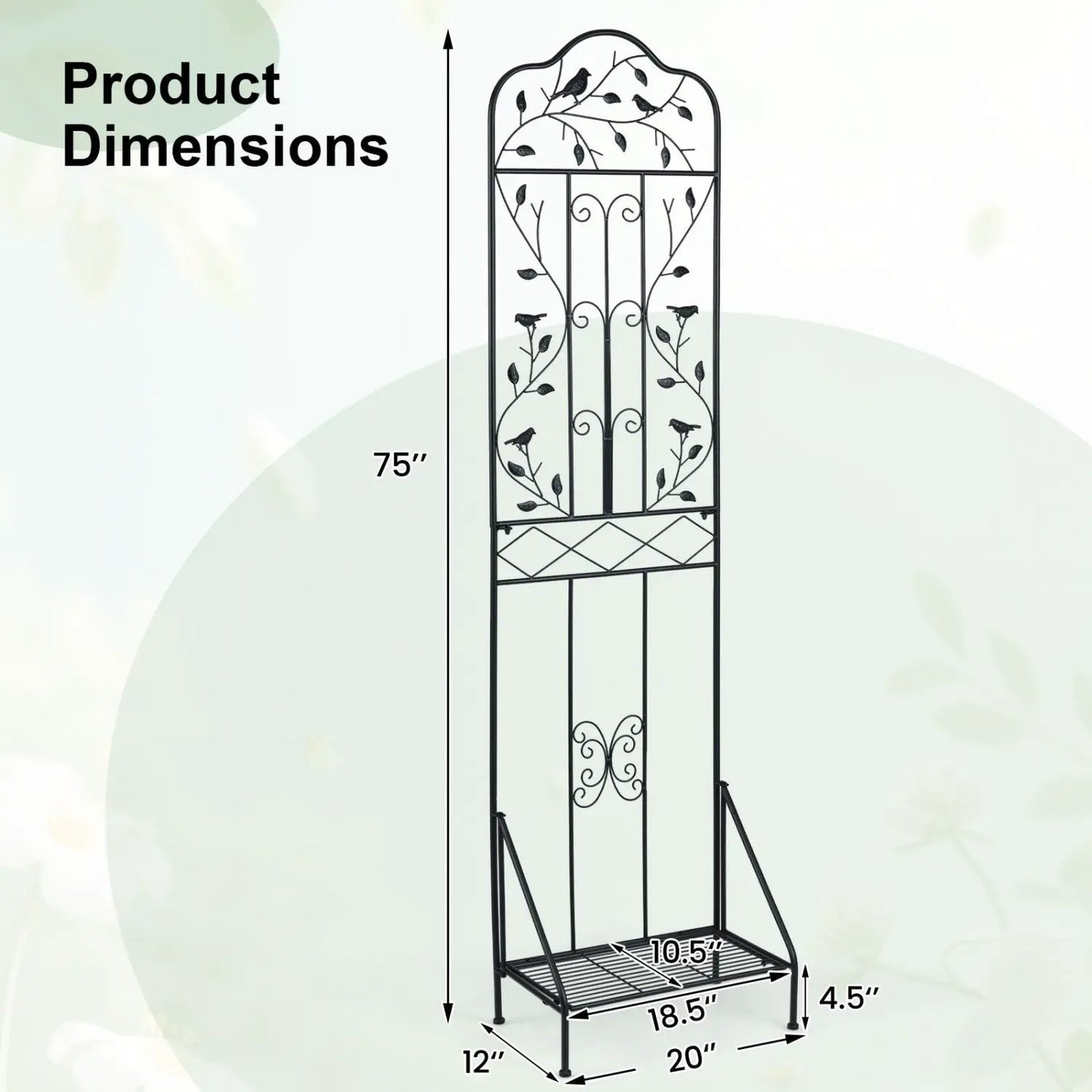 Metal Garden Trellis With Foldable Shelf