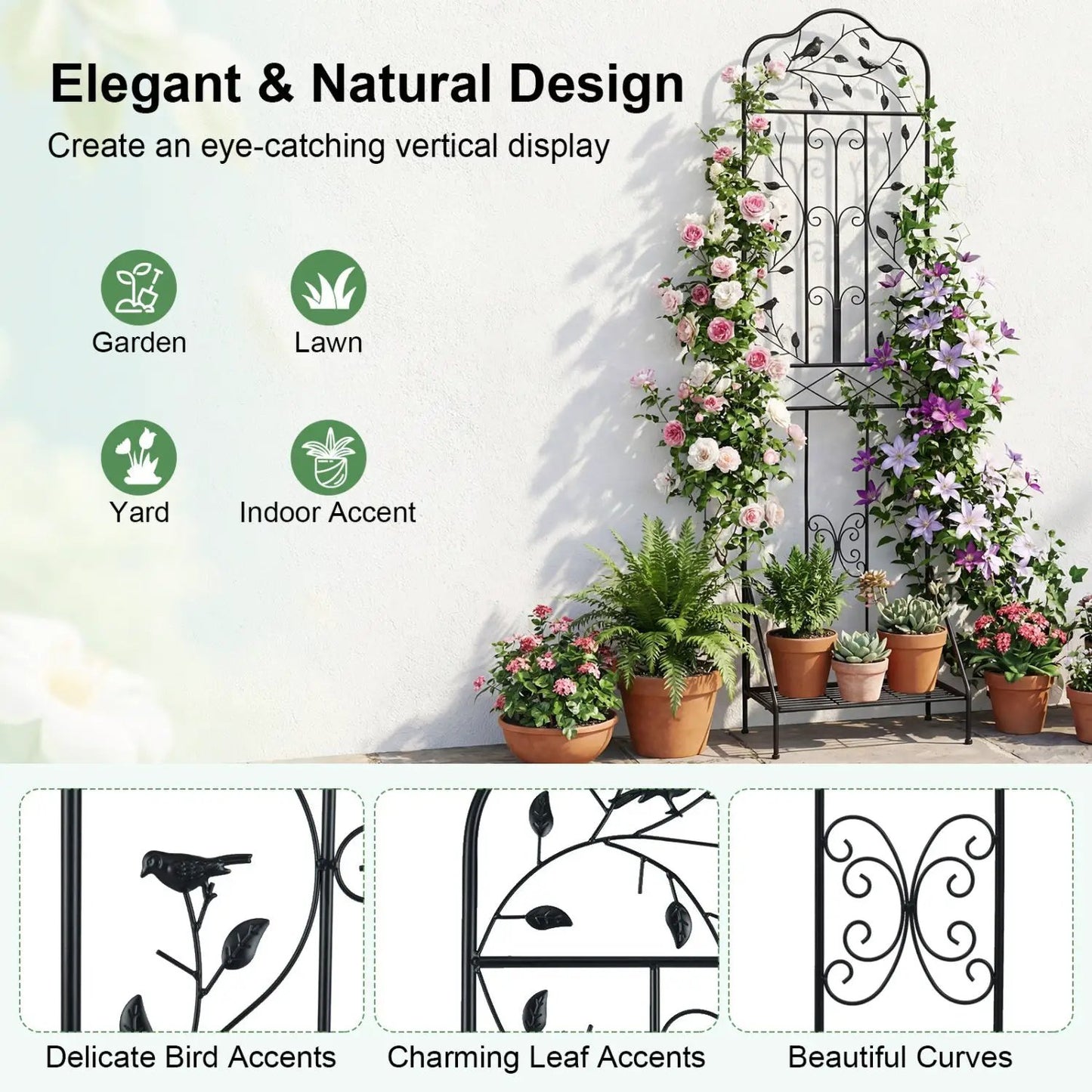 Metal Garden Trellis With Foldable Shelf