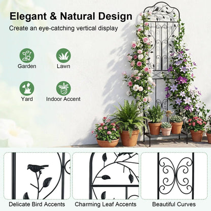 Metal Garden Trellis With Foldable Shelf