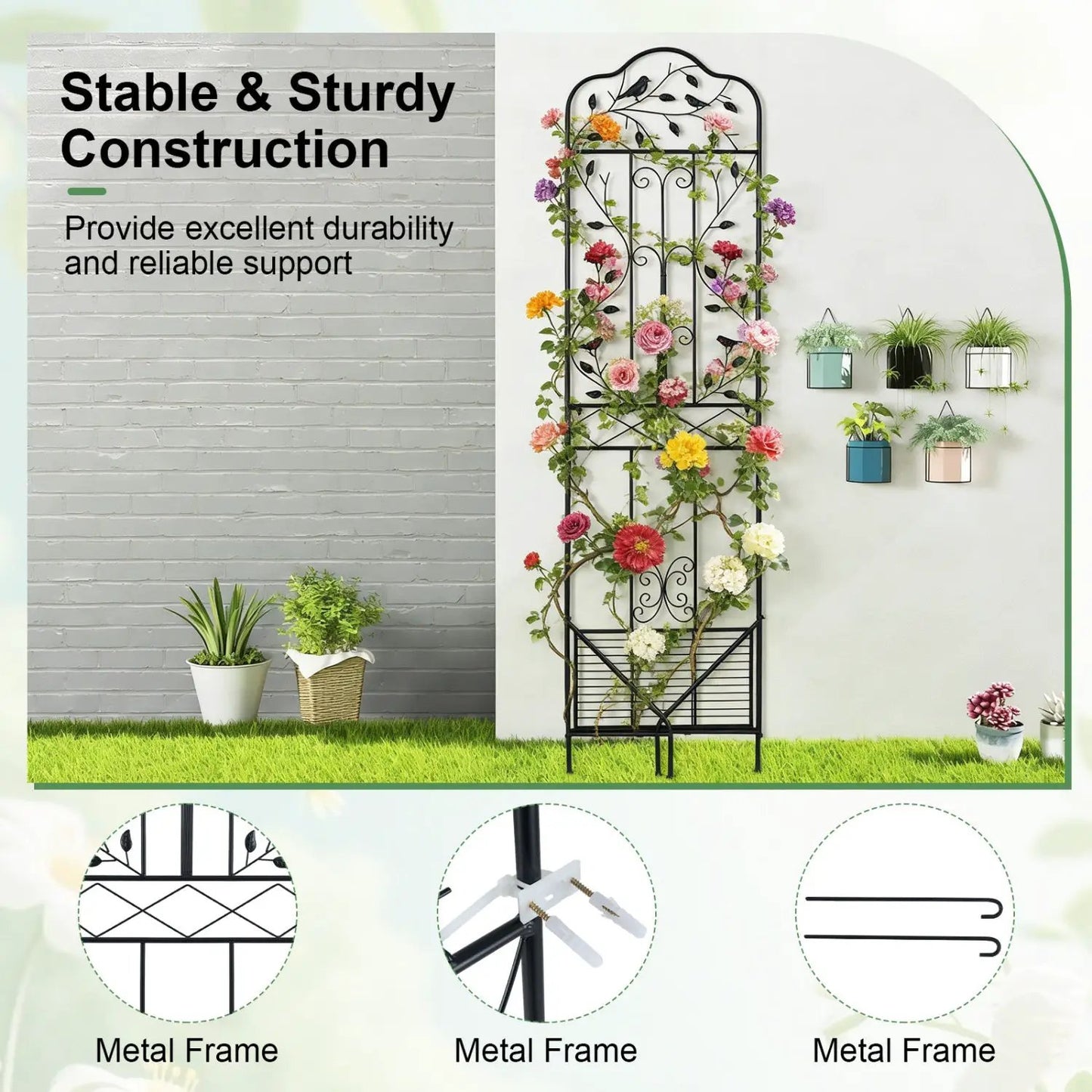 Metal Garden Trellis With Foldable Shelf