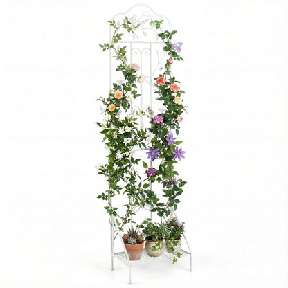 Metal Garden Trellis With Foldable Shelf