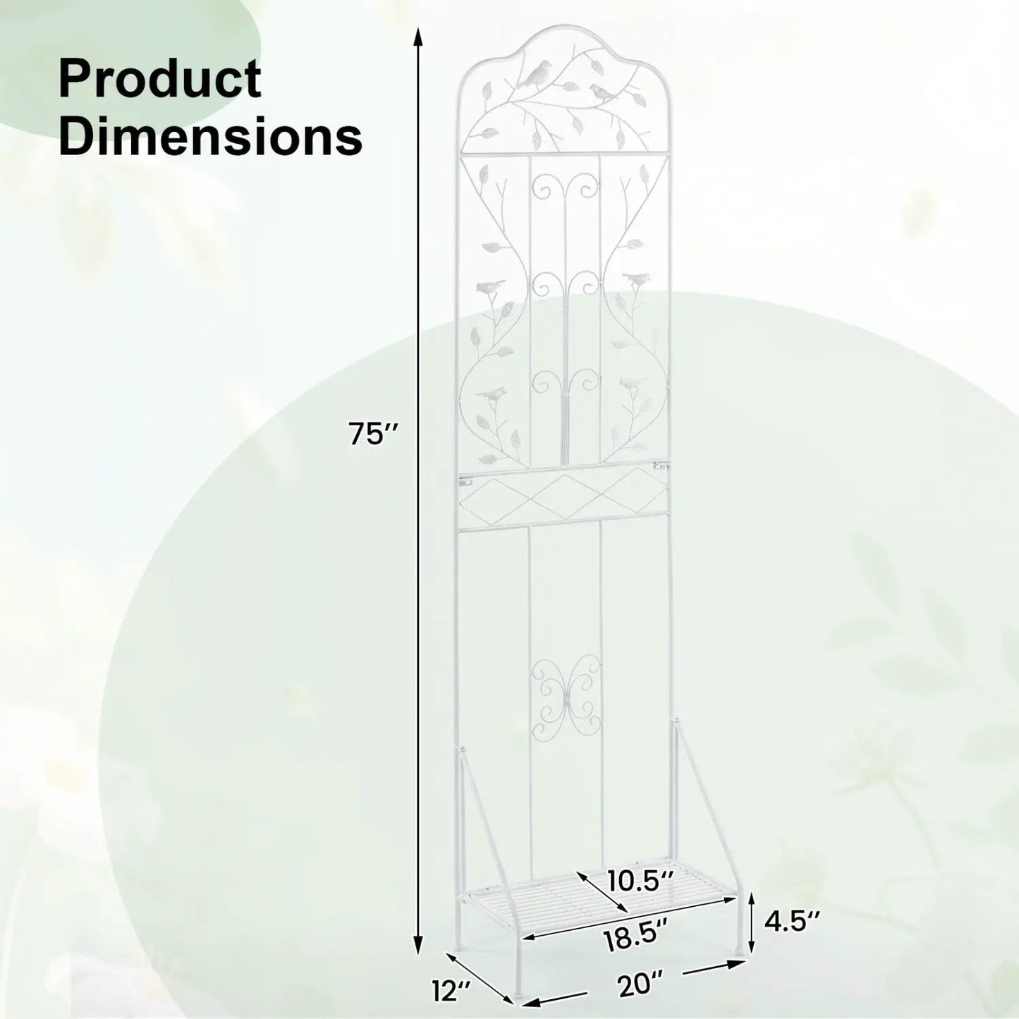 Metal Garden Trellis With Foldable Shelf