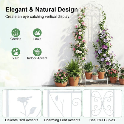 Metal Garden Trellis With Foldable Shelf