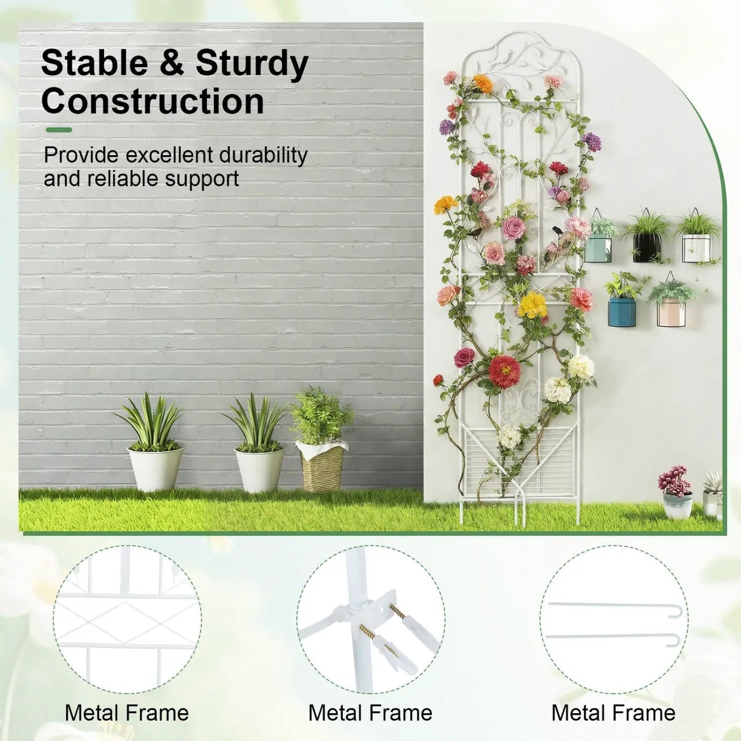 Metal Garden Trellis With Foldable Shelf