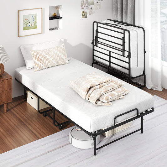 75 x 38 Inch Folding Bed with Mattress Twin Size Rolling Guest Bed - Tampa Home & Garden Store