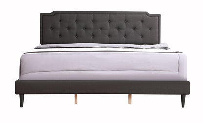 Upholstered bed with dark gray tufted headboard by HouseOfZazla on Tampa Home & Garden Store