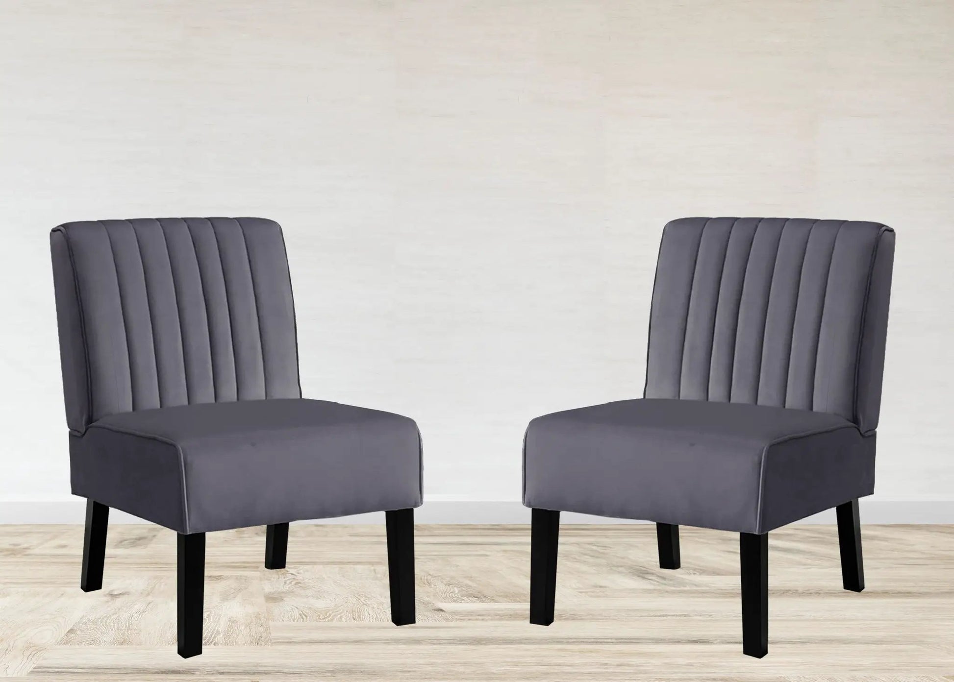 Reese mid-century modern accent chairs set of 2, dark gray upholstery with vertical tufting on Tampa Home & Garden Store