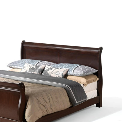 Louis Phillipe Panel Sleigh Bed dark wood with headboard by Unique Piece Furniture on Tampa Home & Garden Store