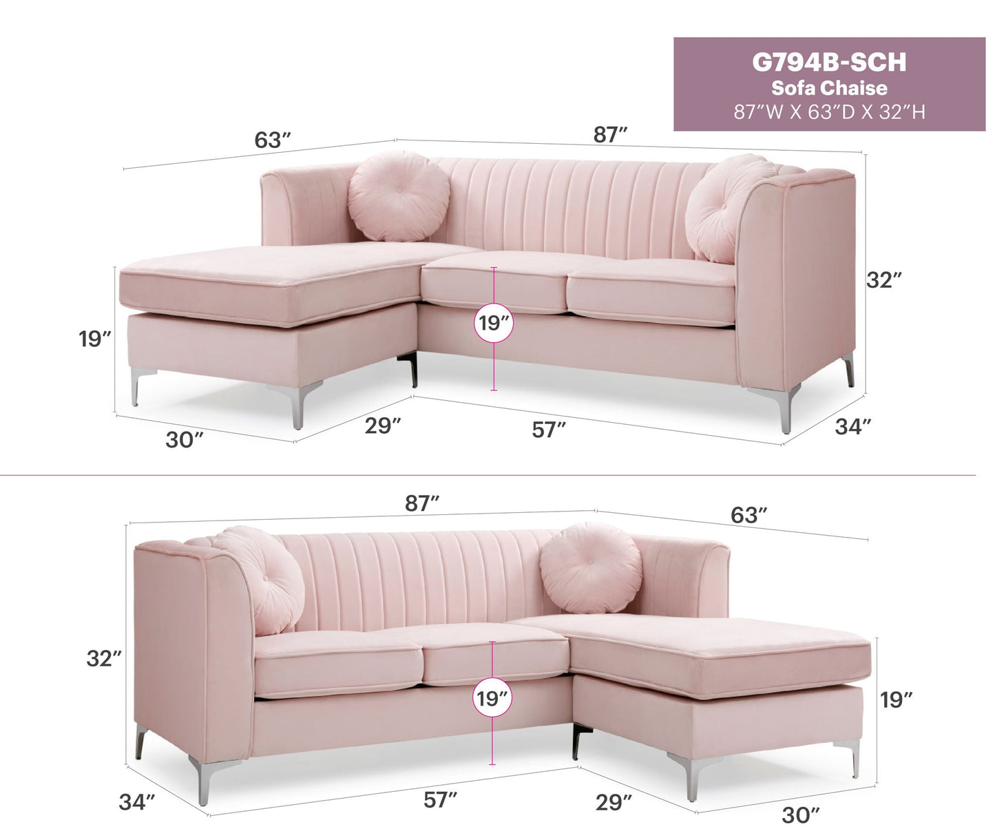 Delray Micro Suede Sofa and Chaise Lounger
