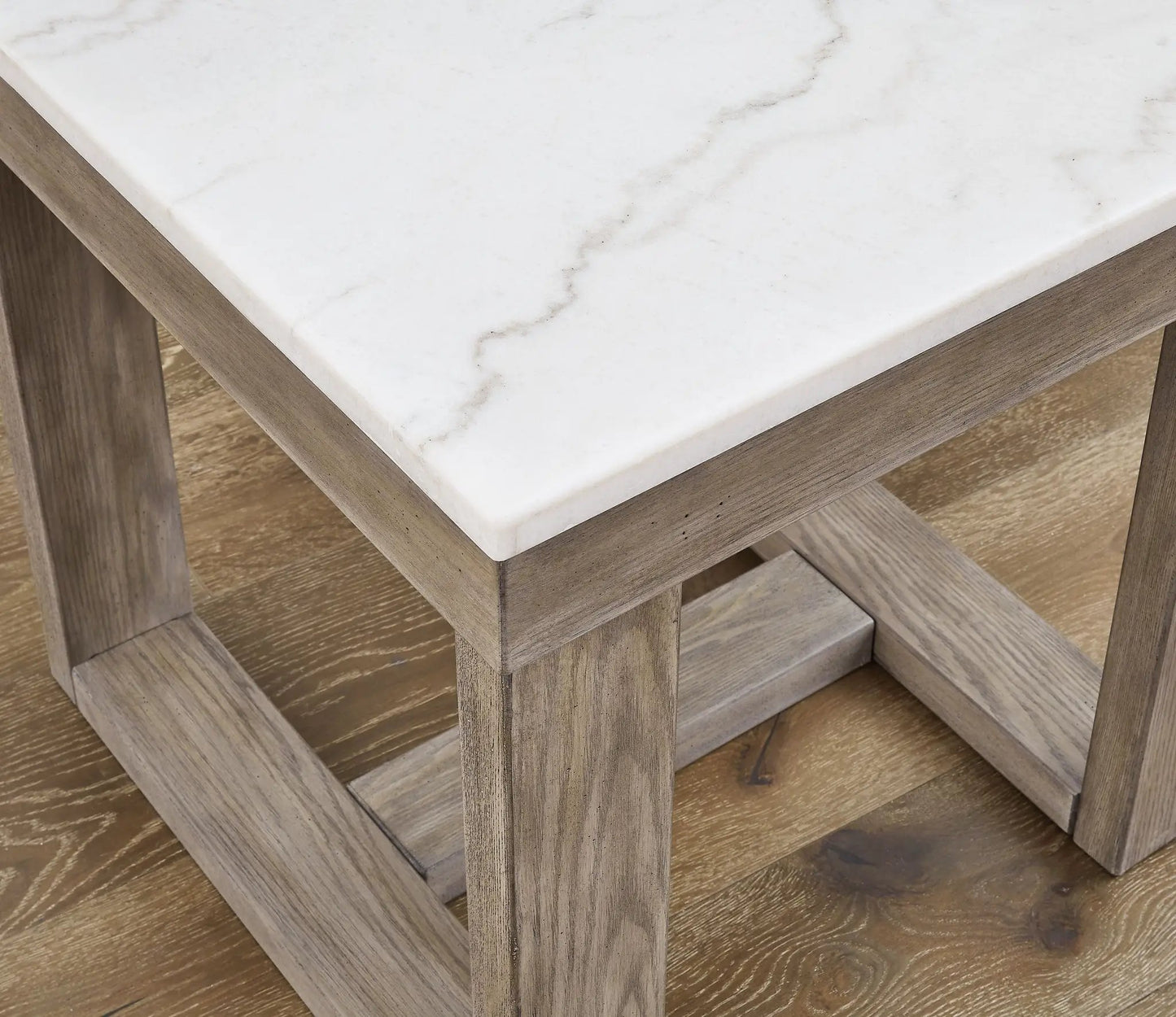 Loyaska Square End Table Brown and Ivory Marble