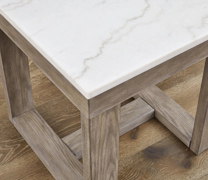 Loyaska Square End Table Brown and Ivory Marble